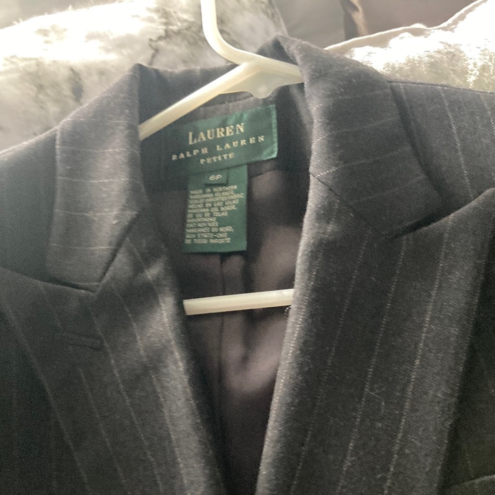 Lauren by Ralph Lauren Black Pinstriped Jacket, Size 6 Petite